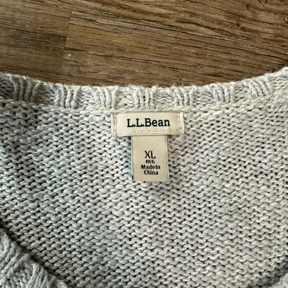 LL Bean Womens XL  Cotton Grey Pullover Knit Sweater Knit Long Sleeve Winter - Picture 3 of 5